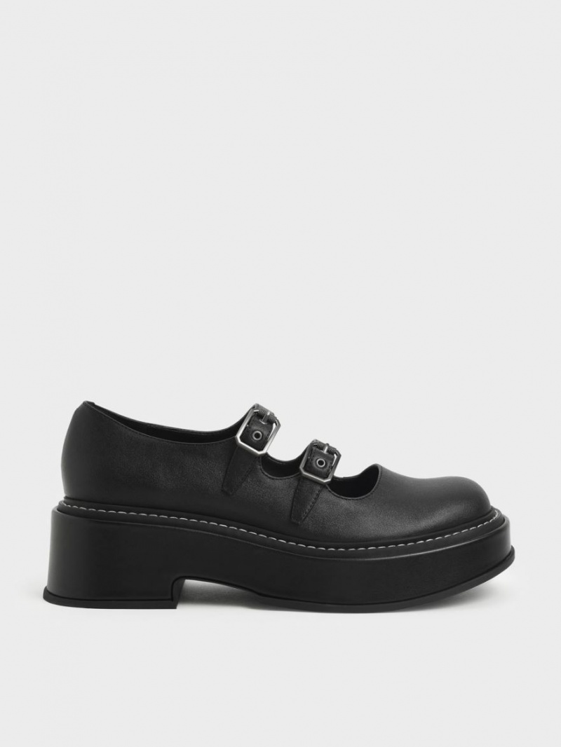 Pantofi Mary Jane Charles & Keith Frankie Platforma​ Negrii | 904MWNHPX