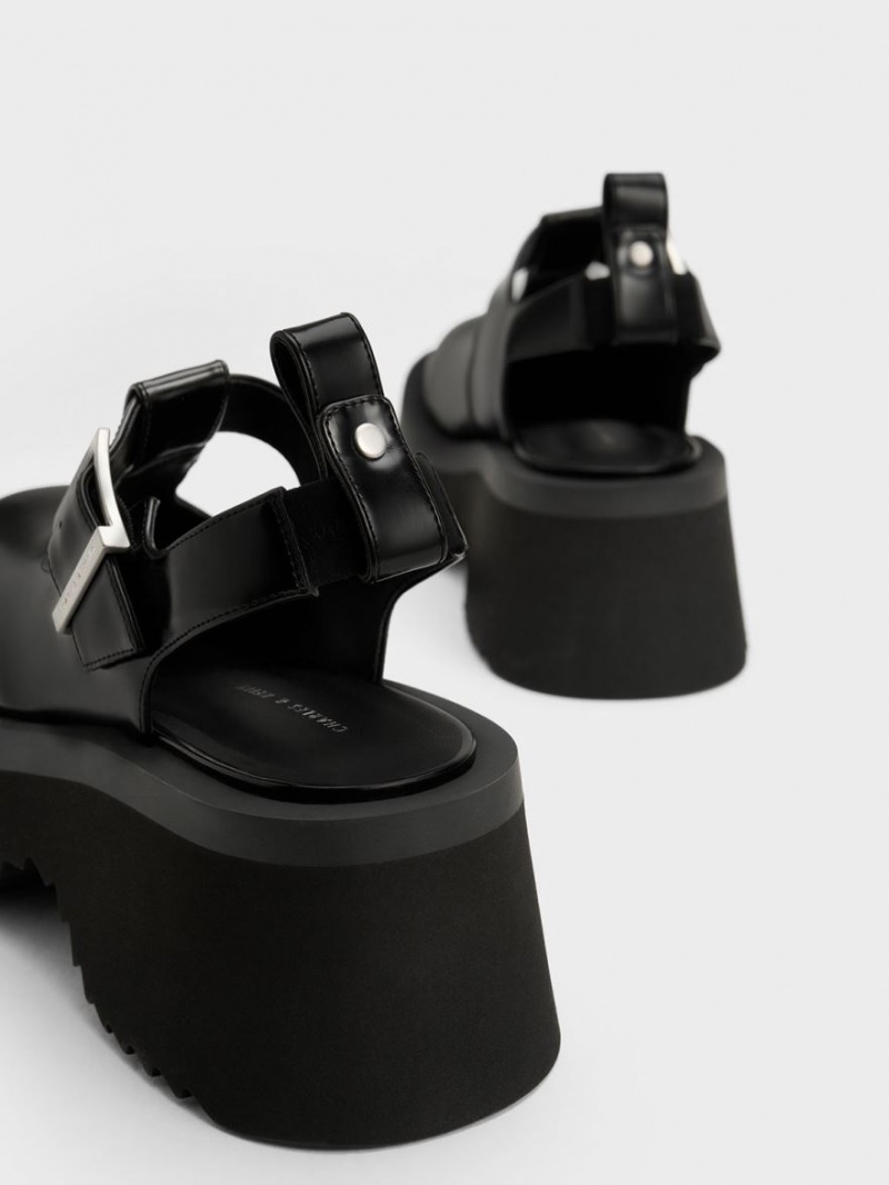 Pantofi Mary Jane Charles & Keith Grosolan Chain Cut-Out Negrii | 023YBFXUJ