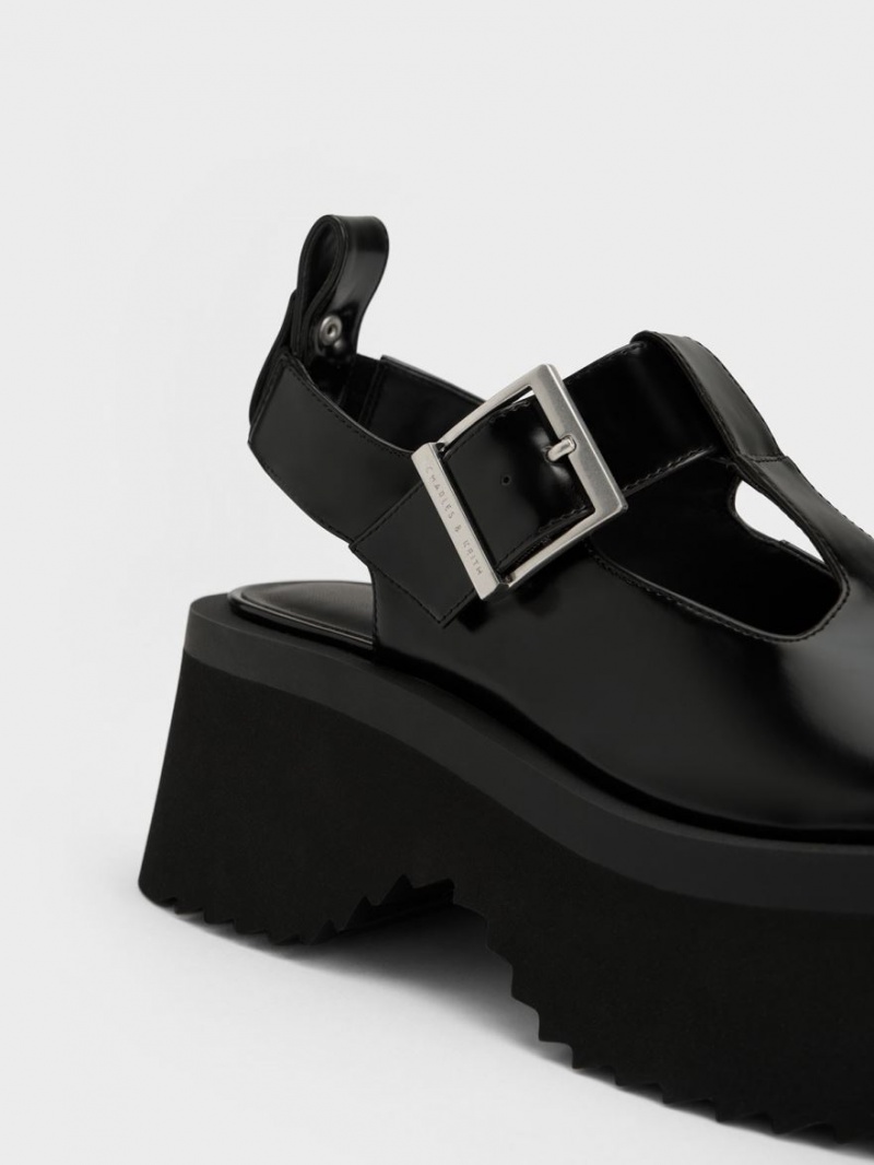 Pantofi Mary Jane Charles & Keith Grosolan Chain Cut-Out Negrii | 023YBFXUJ