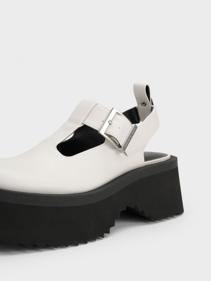 Pantofi Mary Jane Charles & Keith Grosolan Chain Cut-Out Albi | 645UGFQZS