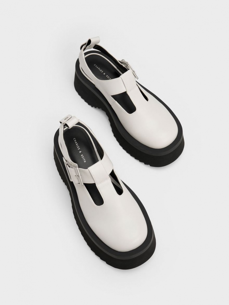 Pantofi Mary Jane Charles & Keith Grosolan Chain Cut-Out Albi | 645UGFQZS