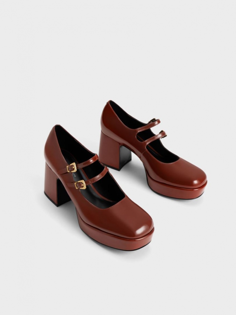 Pantofi Mary Jane Charles & Keith Lacuita Block Heel Maro | 158ATKOCY