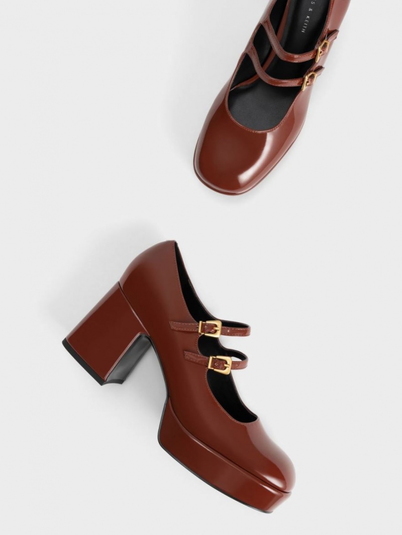 Pantofi Mary Jane Charles & Keith Lacuita Block Heel Maro | 158ATKOCY