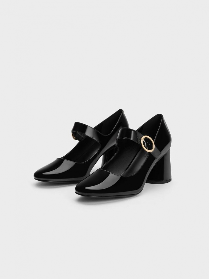 Pantofi Mary Jane Charles & Keith Lacuita Cylindrical Block Heel Negrii | 265LOEWPM