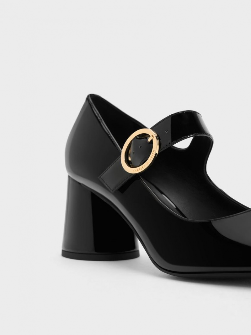 Pantofi Mary Jane Charles & Keith Lacuita Cylindrical Block Heel Negrii | 265LOEWPM