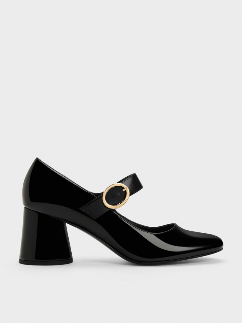 Pantofi Mary Jane Charles & Keith Lacuita Cylindrical Block Heel Negrii | 265LOEWPM