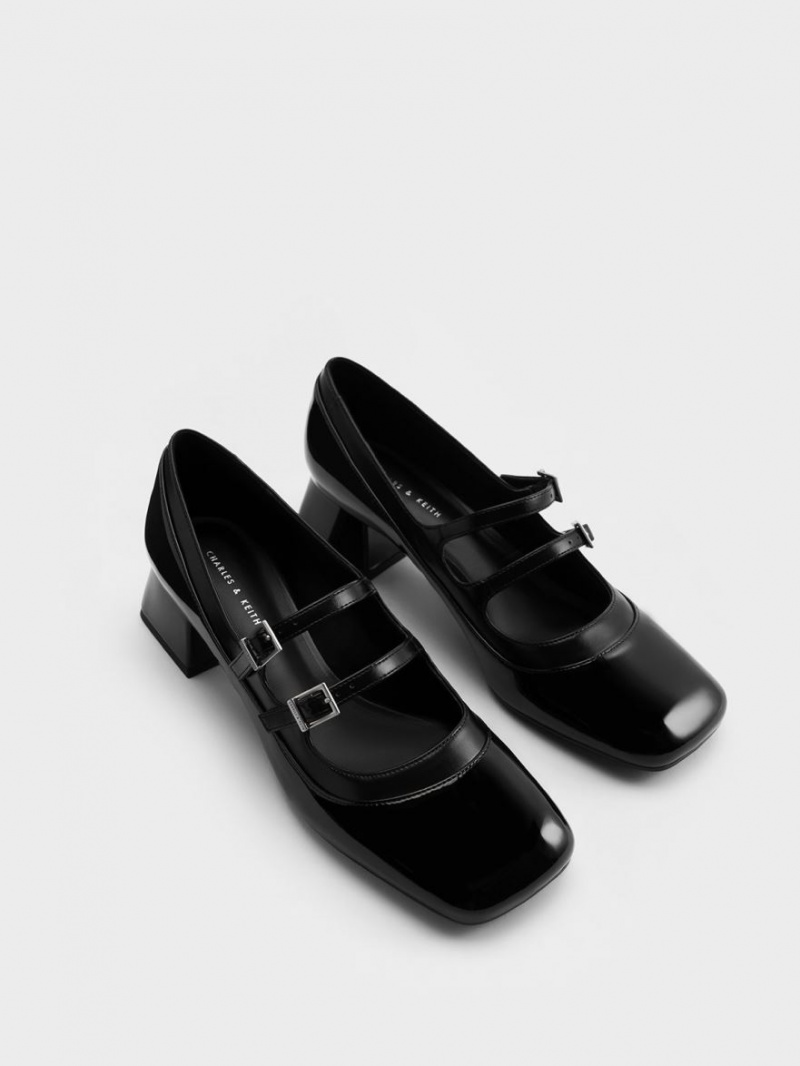Pantofi Mary Jane Charles & Keith Lacuita Double Cu Catarama Negrii | 150RNEDJY