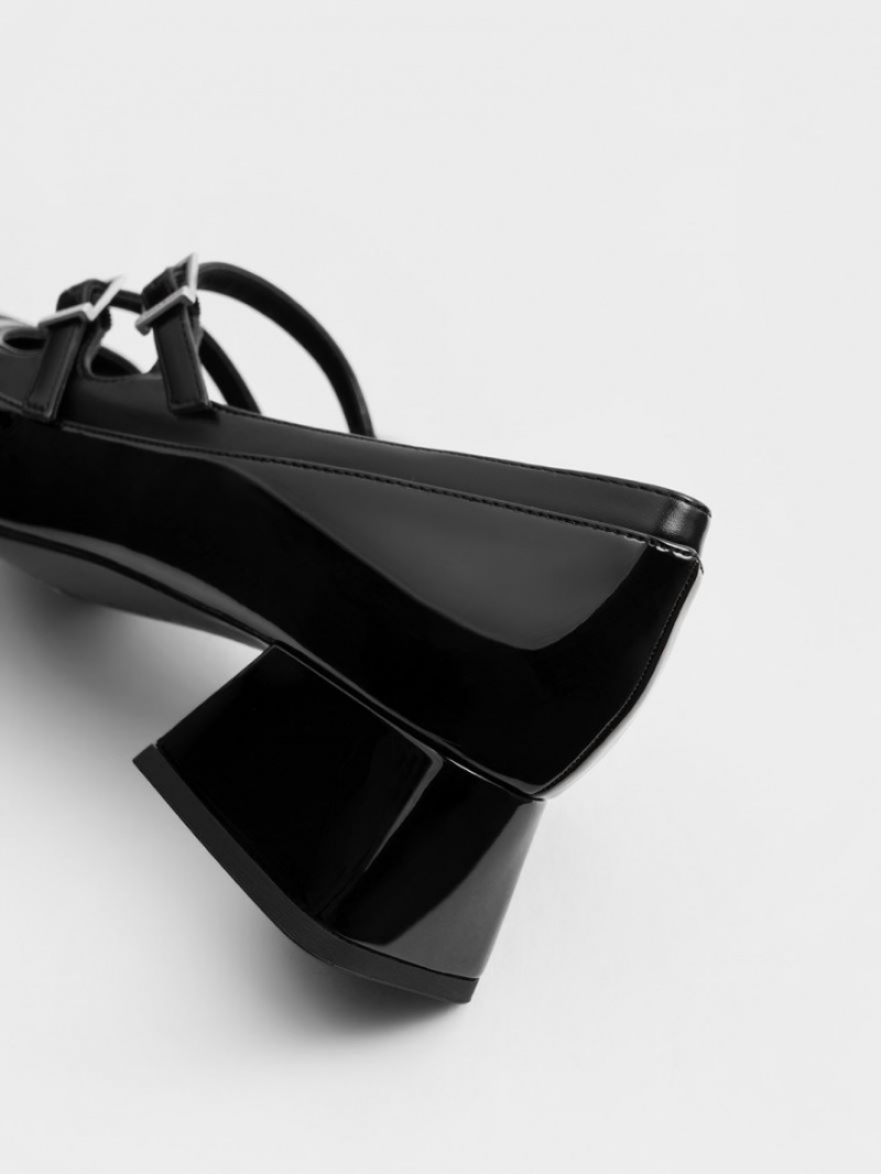 Pantofi Mary Jane Charles & Keith Lacuita Double Cu Catarama Negrii | 150RNEDJY
