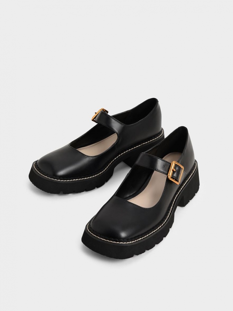 Pantofi Mary Jane Charles & Keith Metallic Cu Catarama Negrii | 207XOCYDT