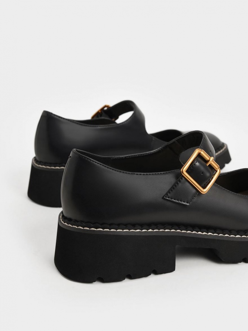 Pantofi Mary Jane Charles & Keith Metallic Cu Catarama Negrii | 207XOCYDT