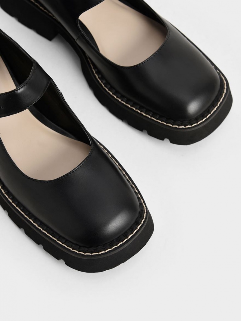 Pantofi Mary Jane Charles & Keith Metallic Cu Catarama Negrii | 207XOCYDT