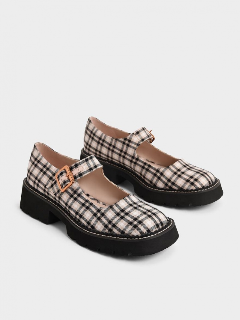 Pantofi Mary Jane Charles & Keith Metallic Cu Catarama Check-Print Colorati | 236LDREKZ
