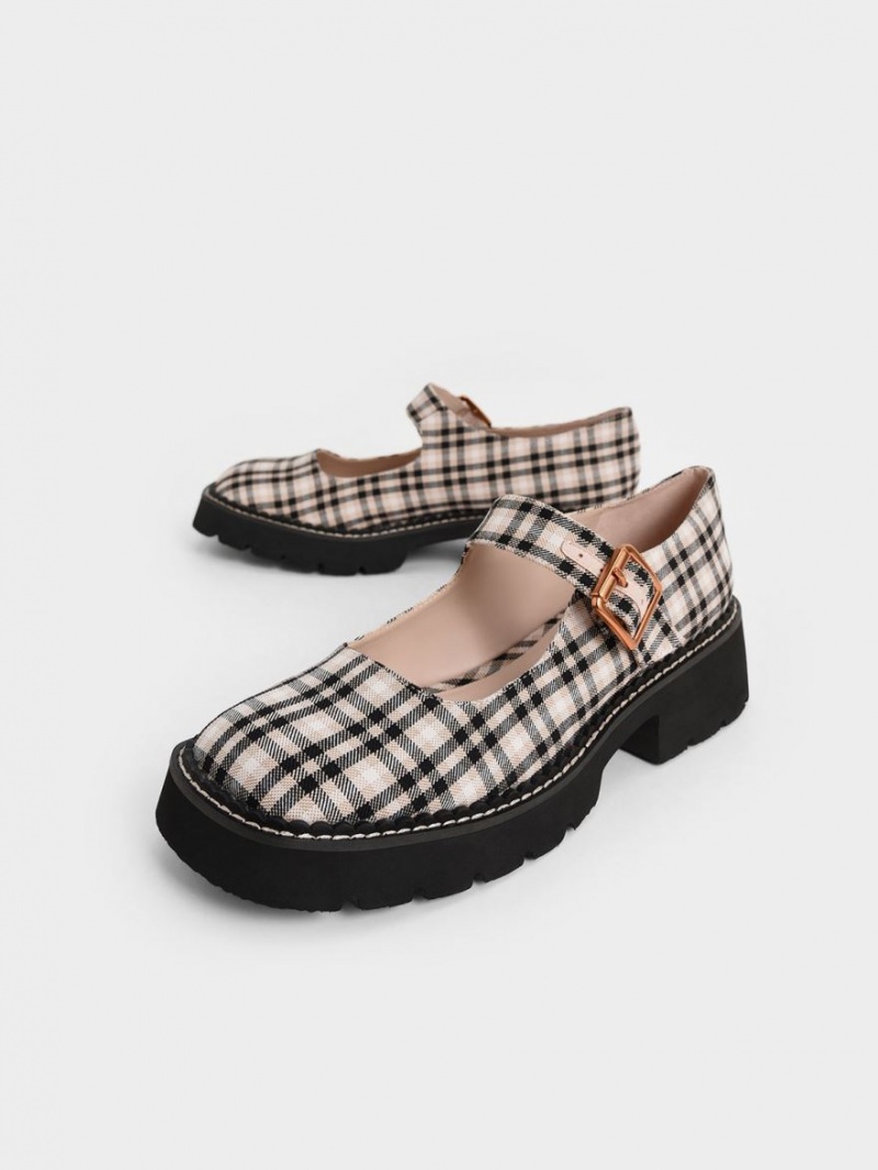 Pantofi Mary Jane Charles & Keith Metallic Cu Catarama Check-Print Colorati | 236LDREKZ