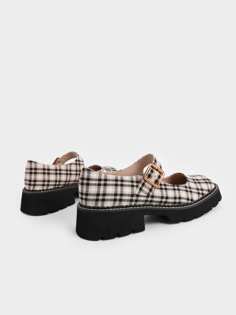 Pantofi Mary Jane Charles & Keith Metallic Cu Catarama Check-Print Colorati | 236LDREKZ