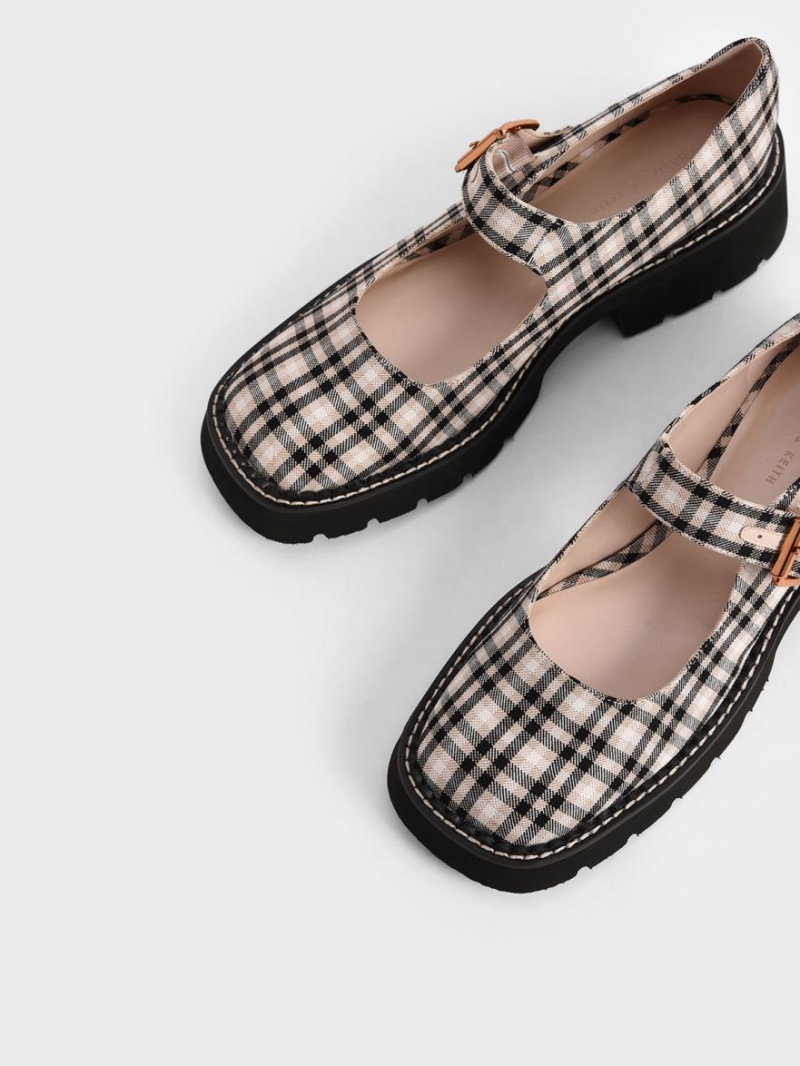 Pantofi Mary Jane Charles & Keith Metallic Cu Catarama Check-Print Colorati | 236LDREKZ
