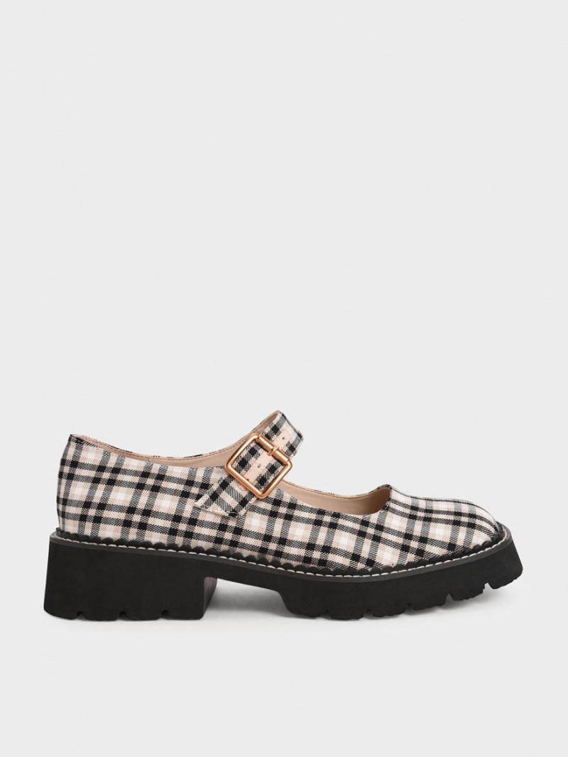 Pantofi Mary Jane Charles & Keith Metallic Cu Catarama Check-Print Colorati | 236LDREKZ