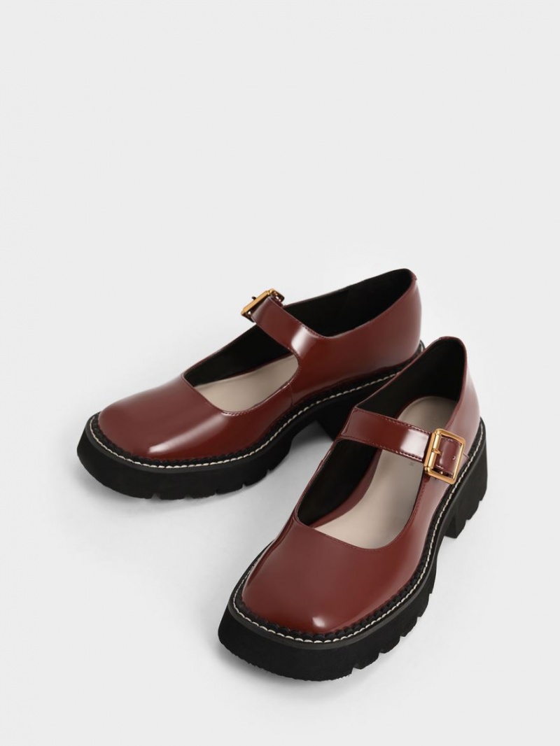 Pantofi Mary Jane Charles & Keith Metallic Cu Catarama Lacuita Maro | 908CYVOWE