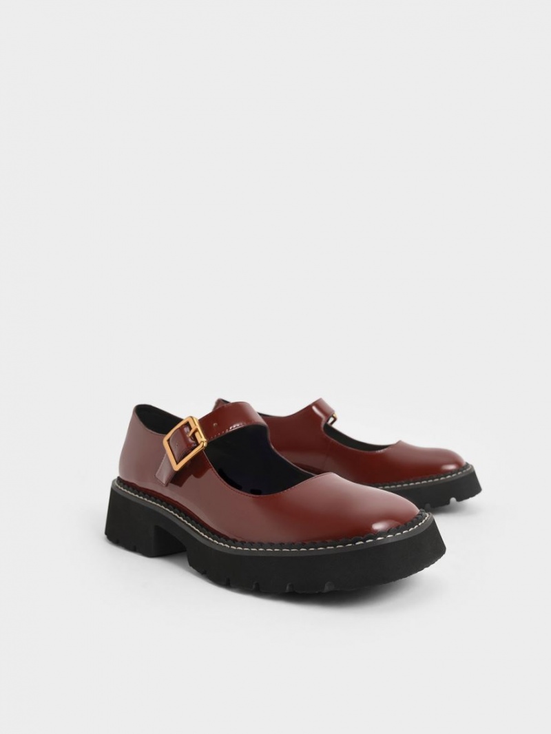 Pantofi Mary Jane Charles & Keith Metallic Cu Catarama Lacuita Maro | 908CYVOWE