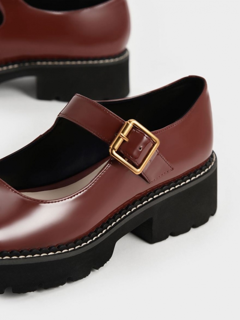 Pantofi Mary Jane Charles & Keith Metallic Cu Catarama Lacuita Maro | 908CYVOWE