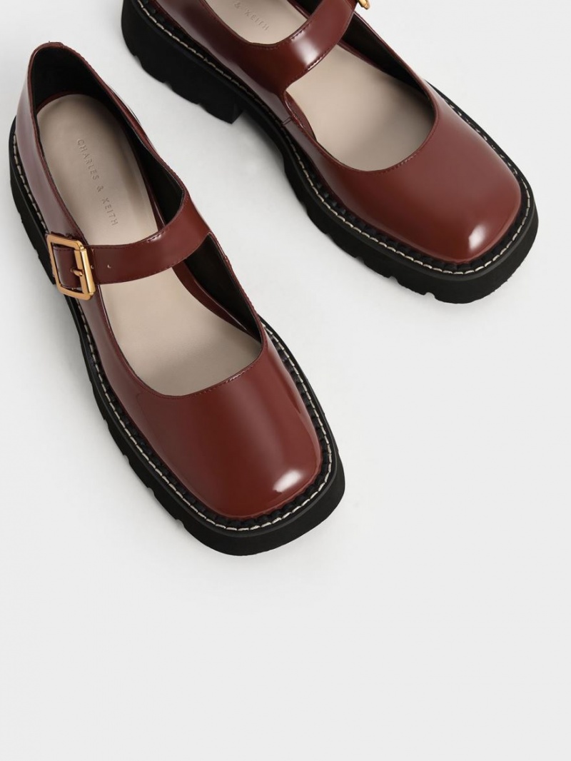 Pantofi Mary Jane Charles & Keith Metallic Cu Catarama Lacuita Maro | 908CYVOWE