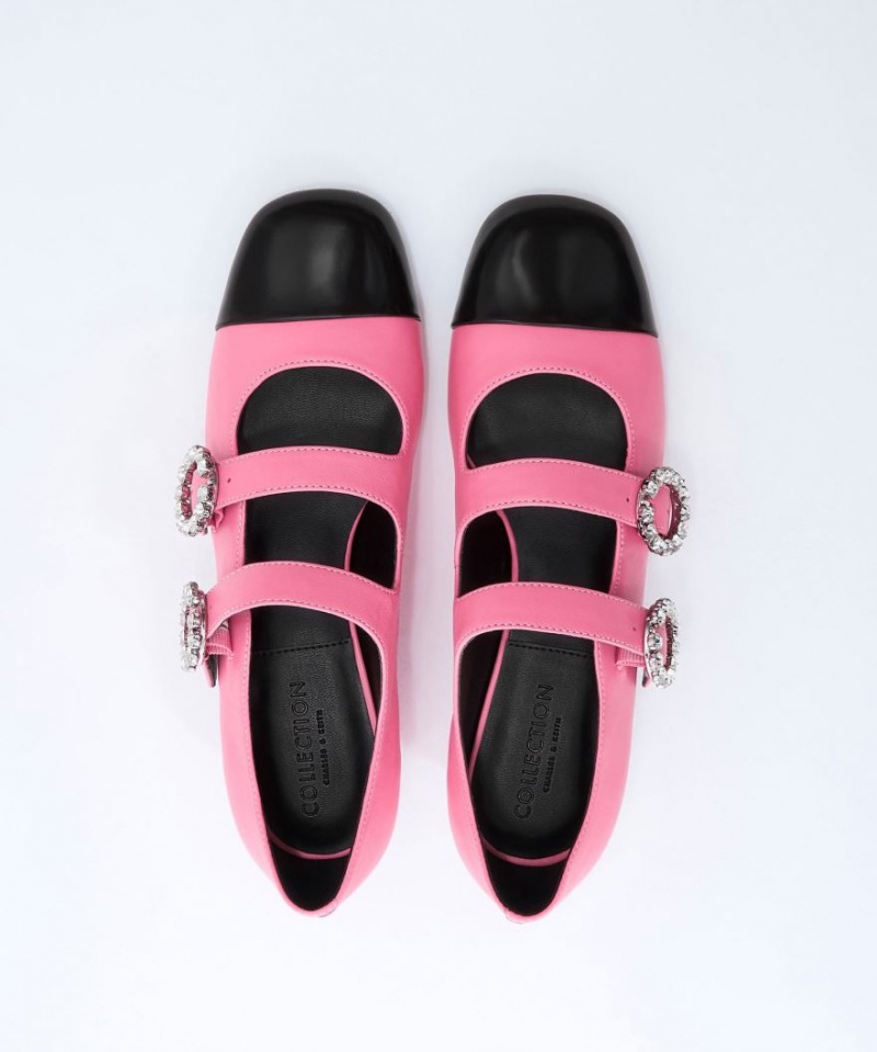 Pantofi Mary Jane Charles & Keith Piele Double-Cu Catarama Crystal-Embellished Roz | 087WCQSKJ