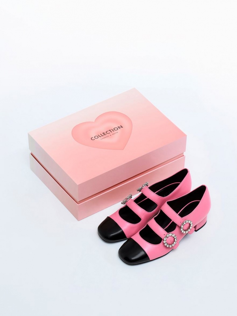 Pantofi Mary Jane Charles & Keith Piele Double-Cu Catarama Crystal-Embellished Roz | 087WCQSKJ