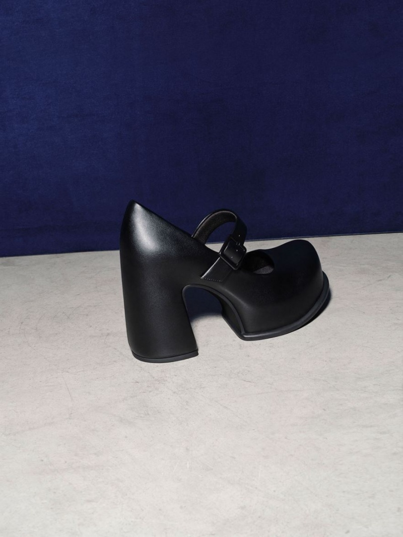 Pantofi Mary Jane Charles & Keith Pixie Platforma Negrii | 390OKTEXP