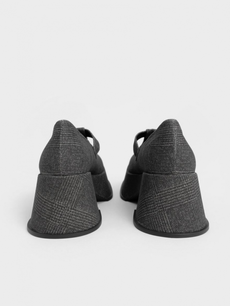 Pantofi Mary Jane Charles & Keith Platforma T-Bar Gri | 607BTFQRW
