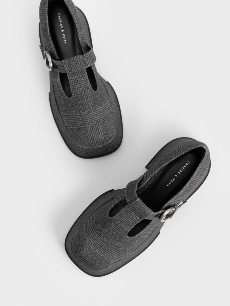 Pantofi Mary Jane Charles & Keith Platforma T-Bar Gri | 607BTFQRW