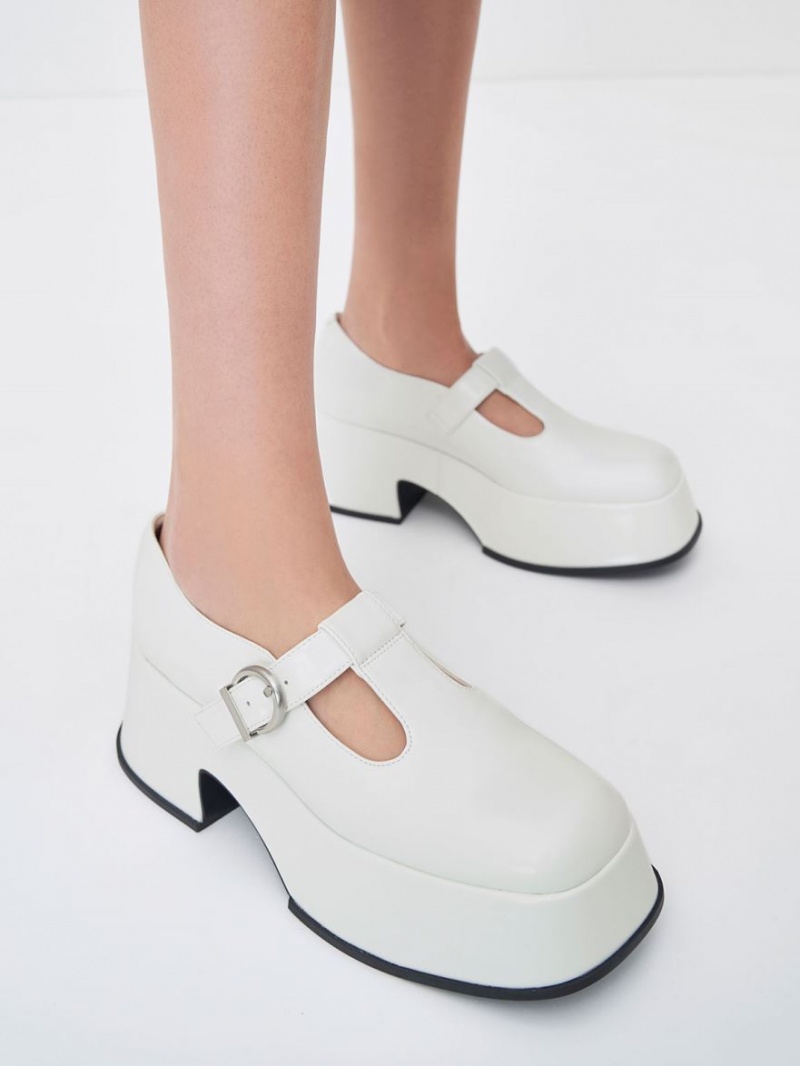 Pantofi Mary Jane Charles & Keith Platforma T-Bar Albi | 035YGWJHL
