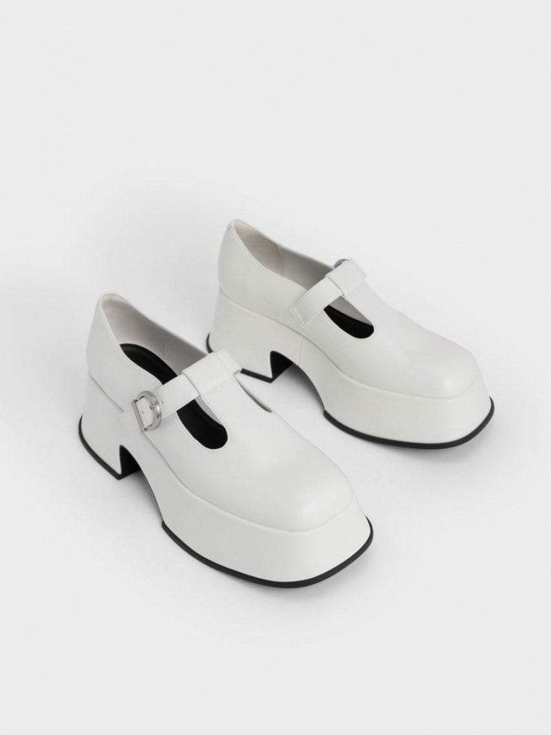 Pantofi Mary Jane Charles & Keith Platforma T-Bar Albi | 035YGWJHL