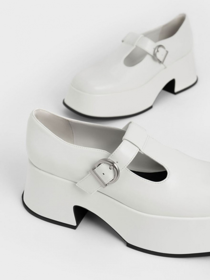 Pantofi Mary Jane Charles & Keith Platforma T-Bar Albi | 035YGWJHL