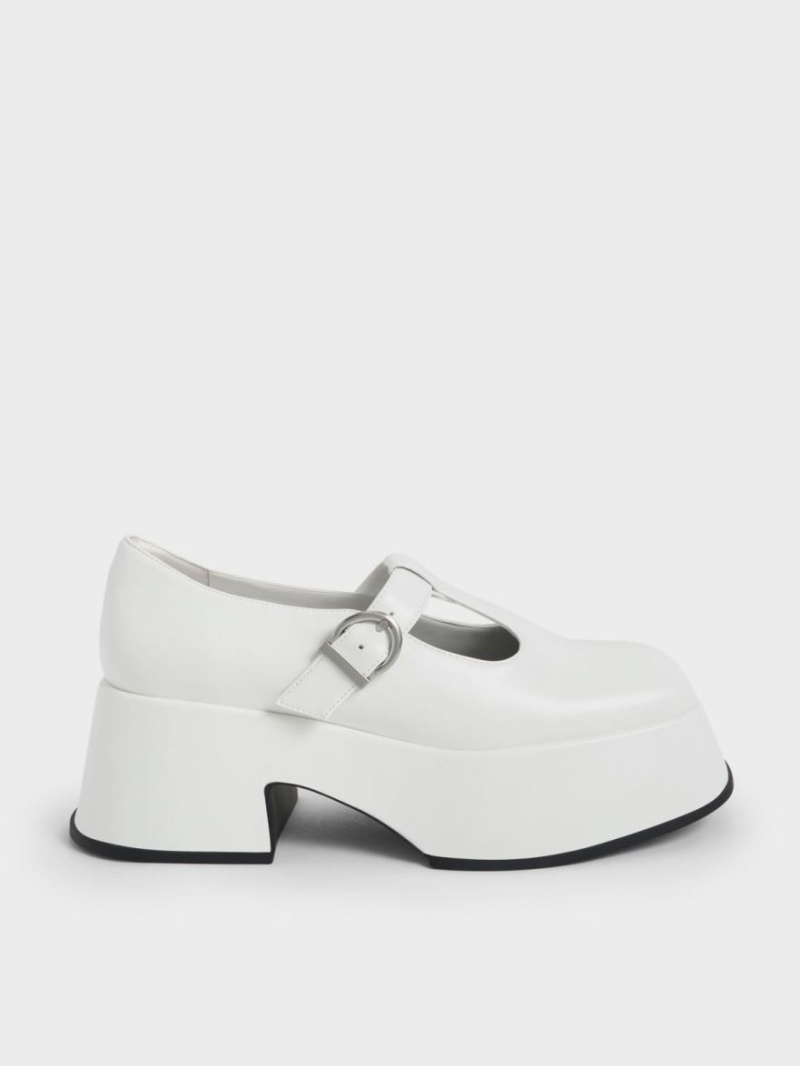 Pantofi Mary Jane Charles & Keith Platforma T-Bar Albi | 035YGWJHL