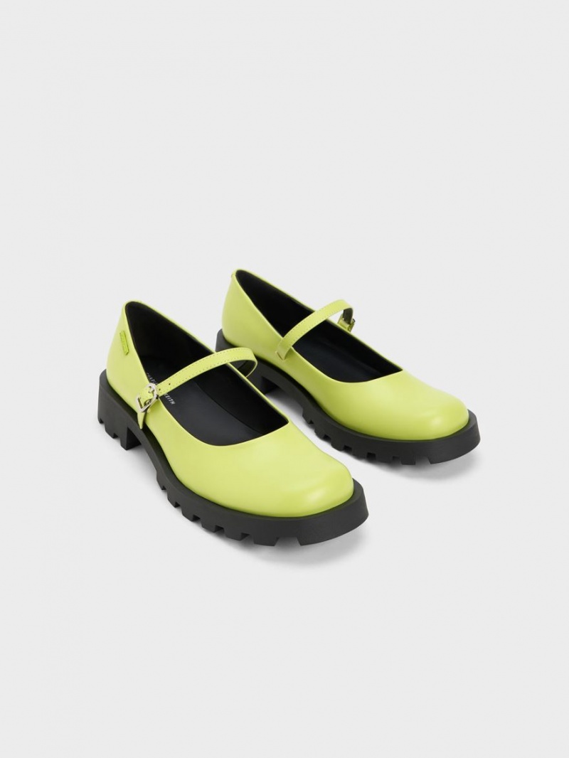 Pantofi Mary Jane Charles & Keith Rounded Square-Bombeu Verzi Deschis | 761TLDOWV