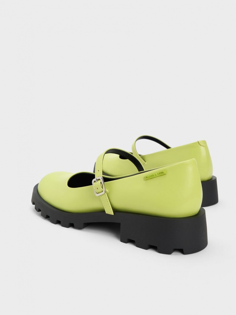 Pantofi Mary Jane Charles & Keith Rounded Square-Bombeu Verzi Deschis | 761TLDOWV