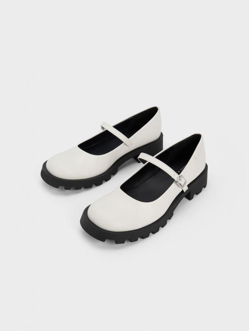 Pantofi Mary Jane Charles & Keith Rounded Square-Bombeu Albi | 470IQYBOU
