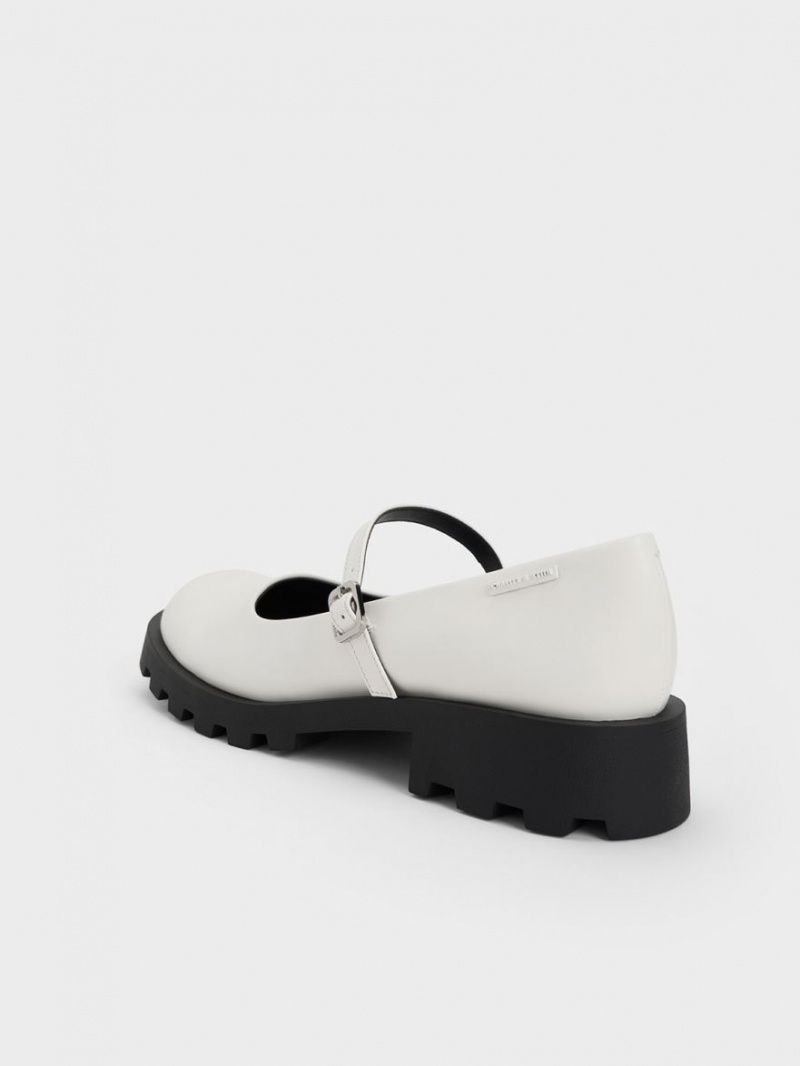 Pantofi Mary Jane Charles & Keith Rounded Square-Bombeu Albi | 470IQYBOU