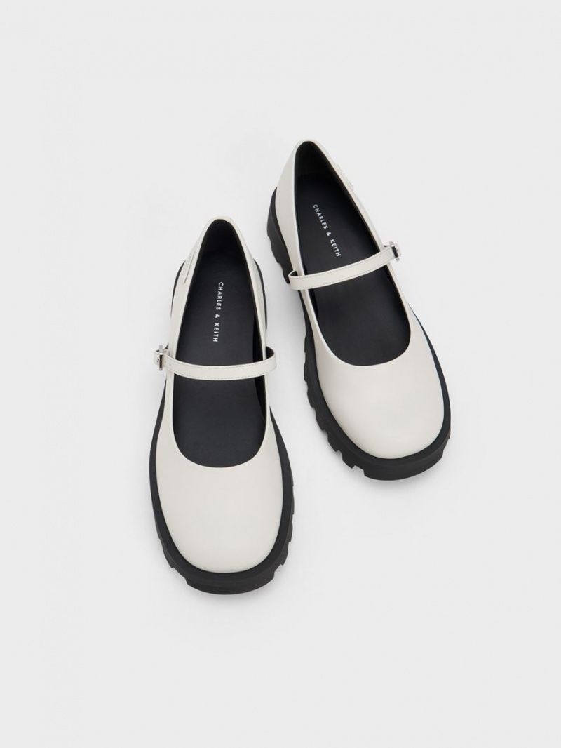 Pantofi Mary Jane Charles & Keith Rounded Square-Bombeu Albi | 470IQYBOU