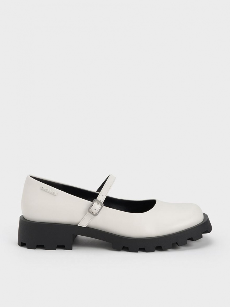Pantofi Mary Jane Charles & Keith Rounded Square-Bombeu Albi | 470IQYBOU
