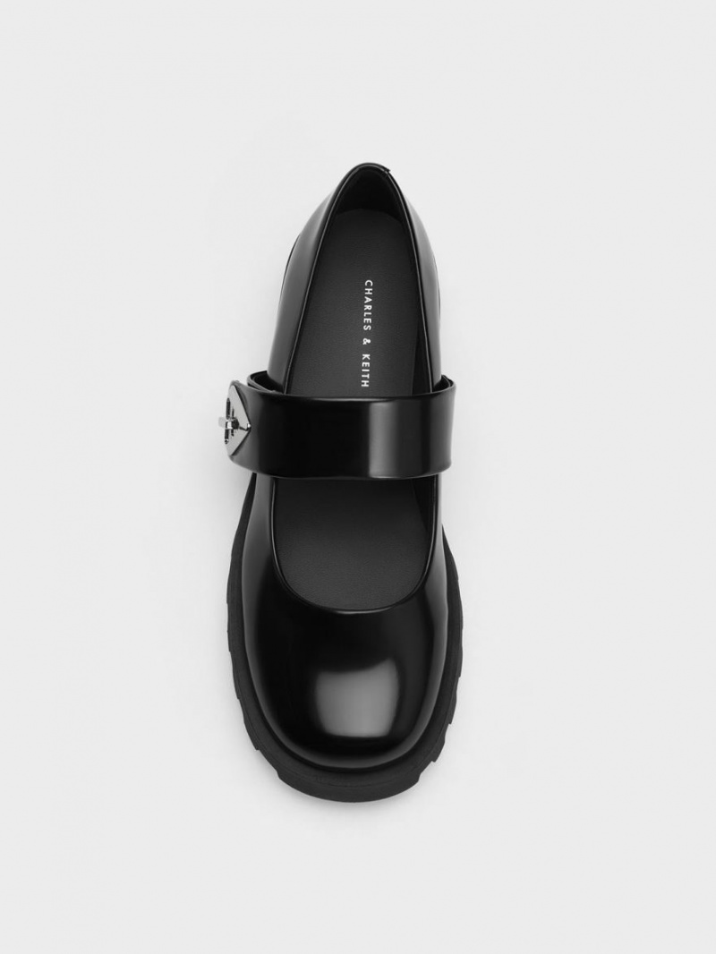 Pantofi Mary Jane Charles & Keith Trice Metallic Accent Negrii | 871ECPVMX