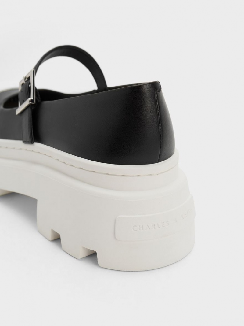 Pantofi Mary Jane Charles & Keith Two-Tone Platforma Negrii | 150ROEBTI
