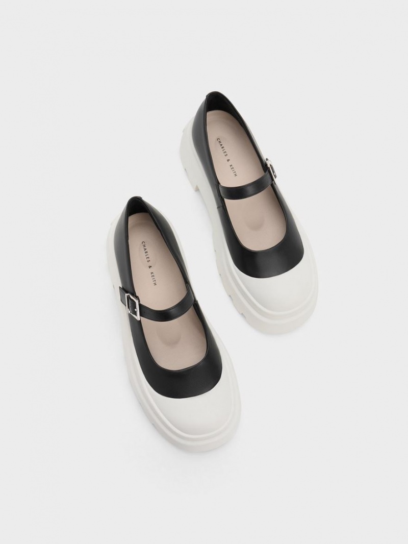 Pantofi Mary Jane Charles & Keith Two-Tone Platforma Negrii | 150ROEBTI