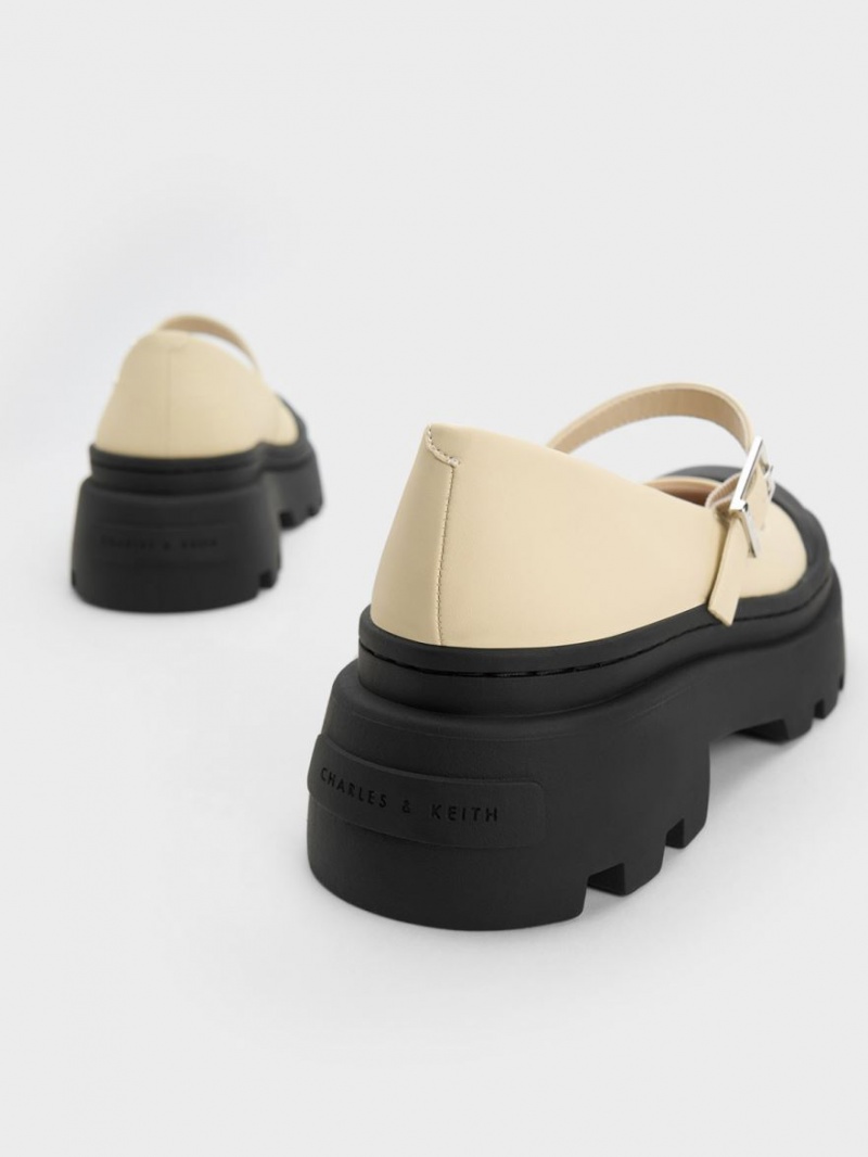 Pantofi Mary Jane Charles & Keith Two-Tone Platforma Bej | 154RMQSLT