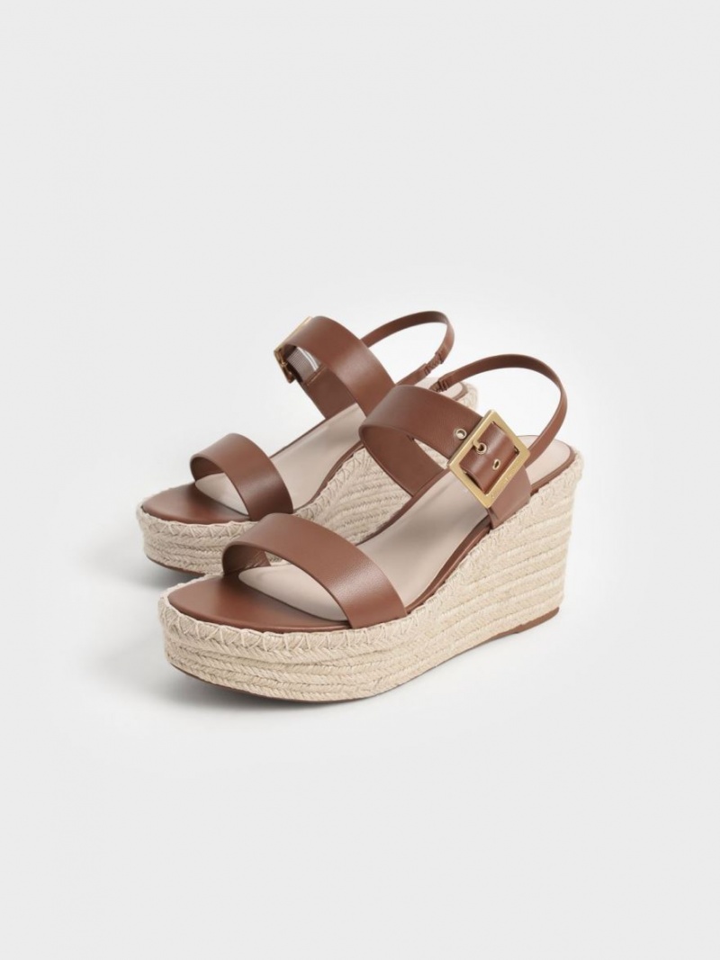 Pantofi Platforma Charles & Keith Buckled Espadrile Maro | 610HZKPGN