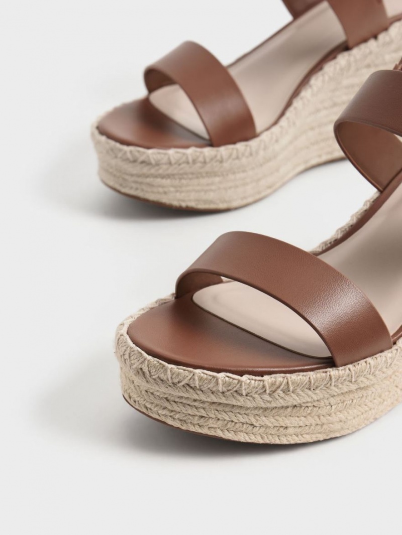 Pantofi Platforma Charles & Keith Buckled Espadrile Maro | 610HZKPGN