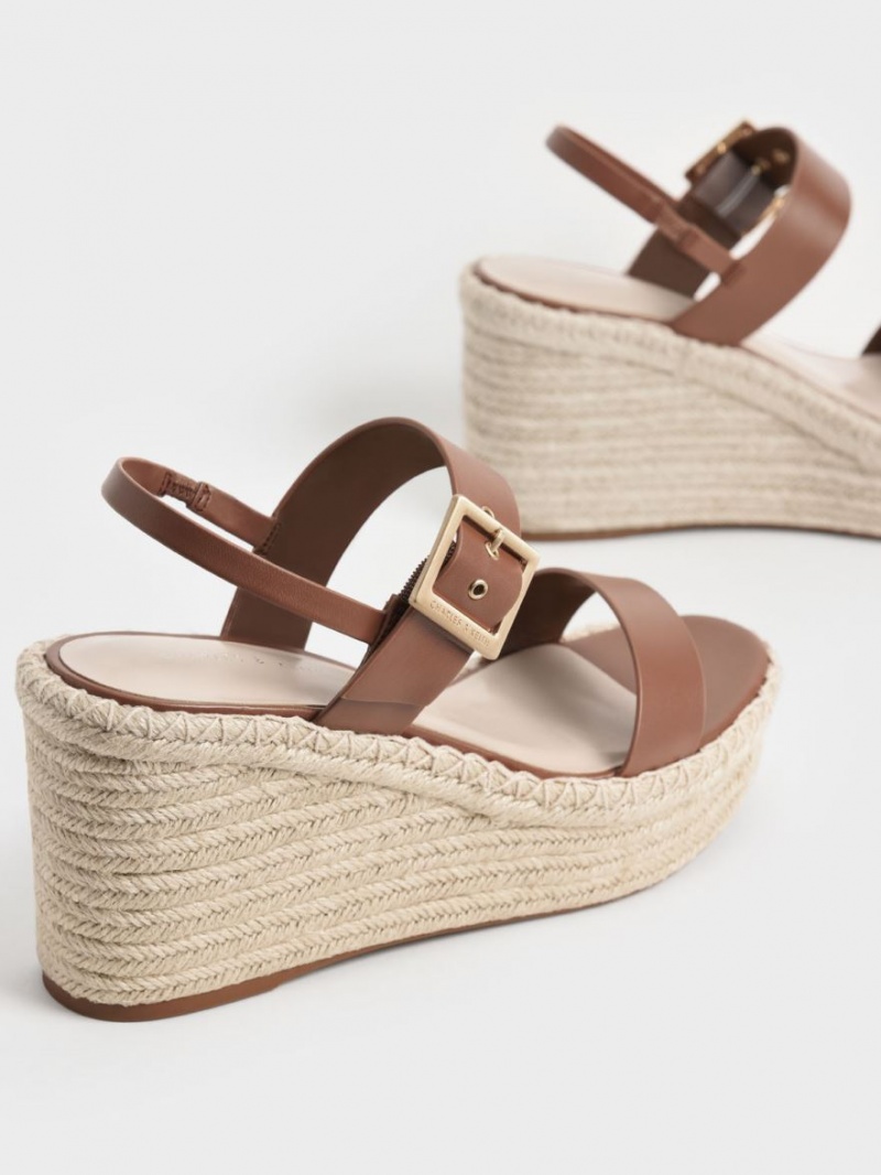 Pantofi Platforma Charles & Keith Buckled Espadrile Maro | 610HZKPGN