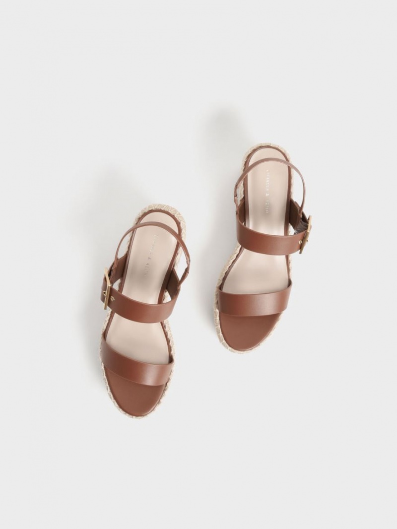 Pantofi Platforma Charles & Keith Buckled Espadrile Maro | 610HZKPGN