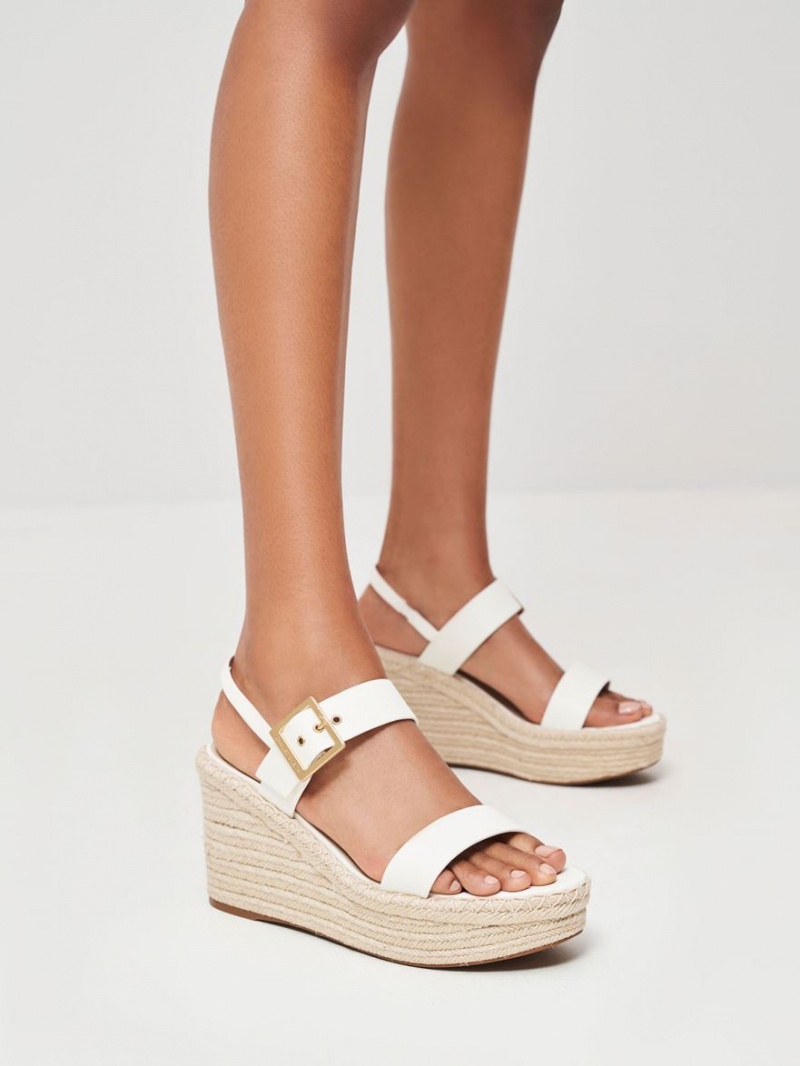 Pantofi Platforma Charles & Keith Buckled Espadrile Albi | 924OZSQVC