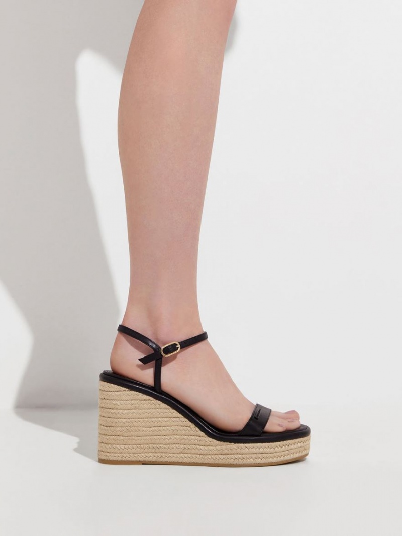 Pantofi Platforma Charles & Keith Espadrile Negrii | 075UNPIRS