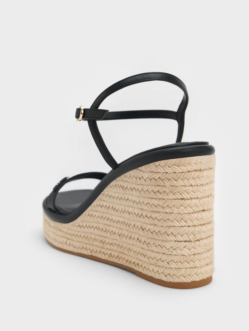 Pantofi Platforma Charles & Keith Espadrile Negrii | 075UNPIRS